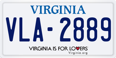 VA license plate VLA2889
