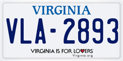 VA license plate VLA2893