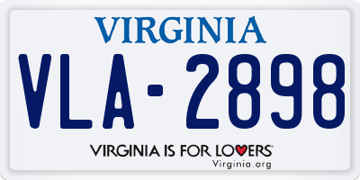 VA license plate VLA2898