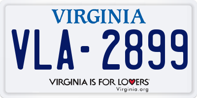 VA license plate VLA2899