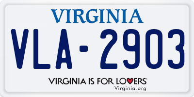 VA license plate VLA2903
