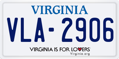 VA license plate VLA2906