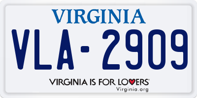VA license plate VLA2909