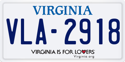 VA license plate VLA2918