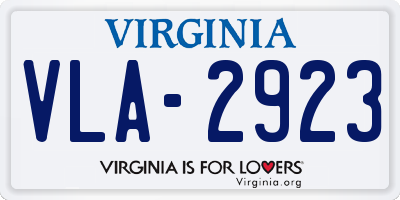 VA license plate VLA2923