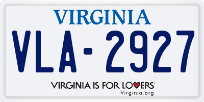 VA license plate VLA2927
