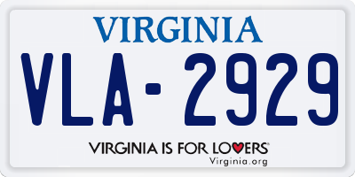 VA license plate VLA2929