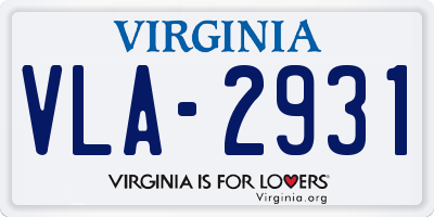 VA license plate VLA2931