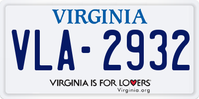 VA license plate VLA2932