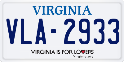 VA license plate VLA2933