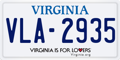 VA license plate VLA2935