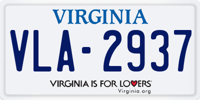 VA license plate VLA2937