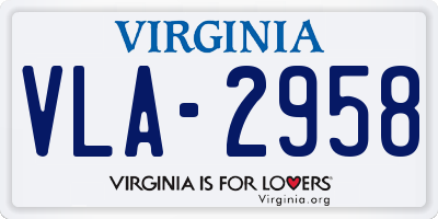 VA license plate VLA2958