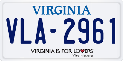 VA license plate VLA2961