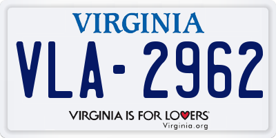 VA license plate VLA2962