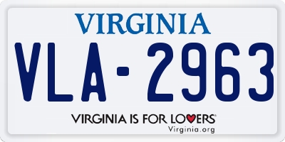 VA license plate VLA2963