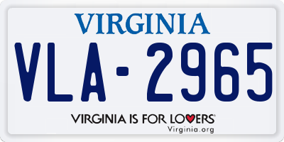 VA license plate VLA2965
