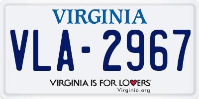 VA license plate VLA2967