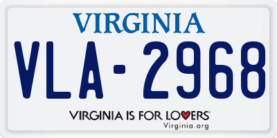 VA license plate VLA2968