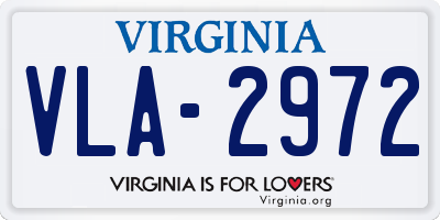 VA license plate VLA2972