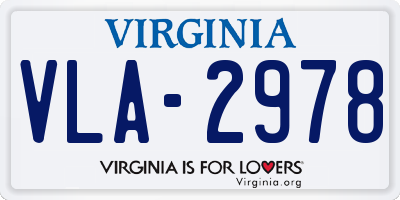 VA license plate VLA2978