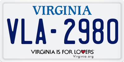 VA license plate VLA2980