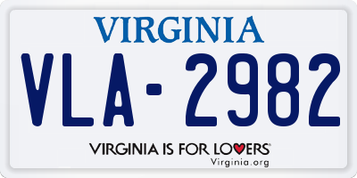 VA license plate VLA2982