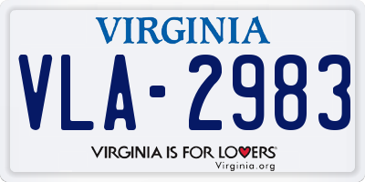 VA license plate VLA2983
