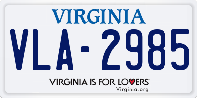 VA license plate VLA2985