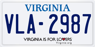 VA license plate VLA2987