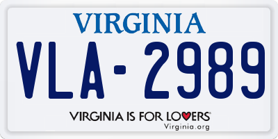 VA license plate VLA2989