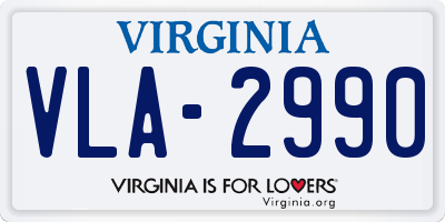 VA license plate VLA2990