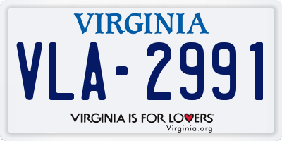 VA license plate VLA2991