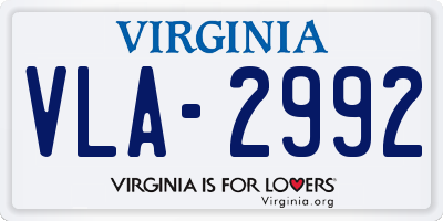 VA license plate VLA2992