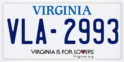 VA license plate VLA2993