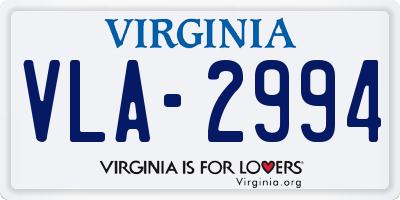VA license plate VLA2994