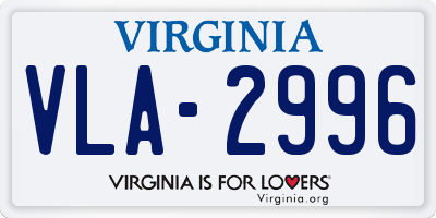 VA license plate VLA2996