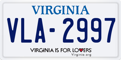 VA license plate VLA2997