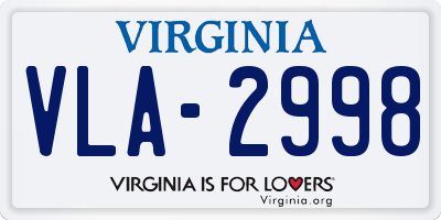VA license plate VLA2998