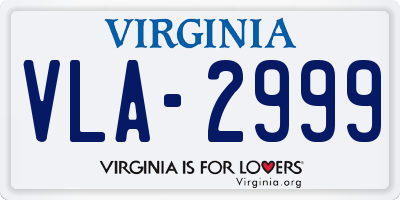 VA license plate VLA2999