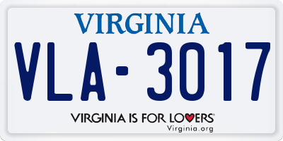 VA license plate VLA3017