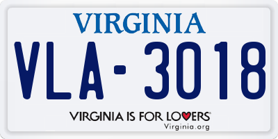 VA license plate VLA3018