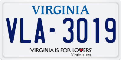 VA license plate VLA3019