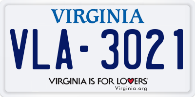 VA license plate VLA3021