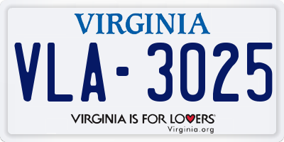 VA license plate VLA3025