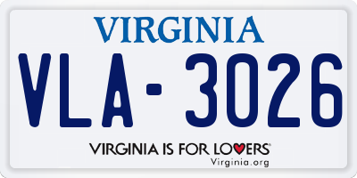 VA license plate VLA3026