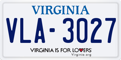 VA license plate VLA3027