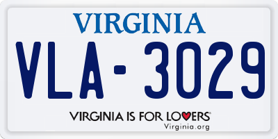 VA license plate VLA3029