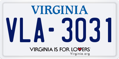 VA license plate VLA3031