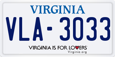 VA license plate VLA3033